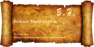 Boksa Henrietta névjegykártya